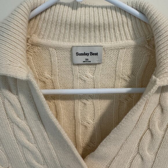 Aritzia Sunday Best Polo Sweater - XS [Whisper White] - Picture 4 of 6